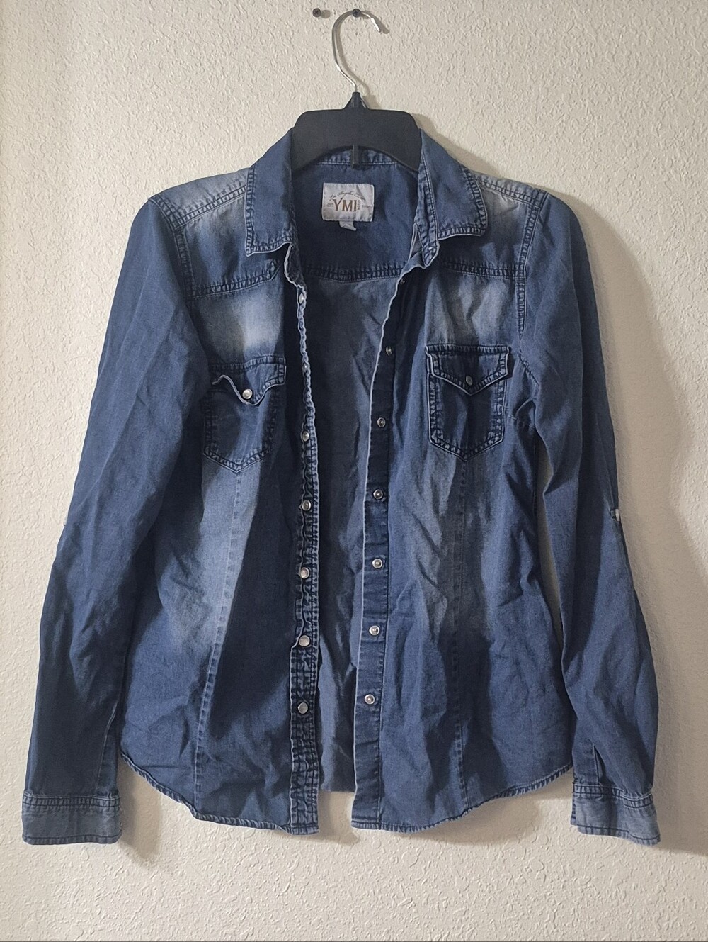YMI Blue Washed Denim Button-Up Shirt